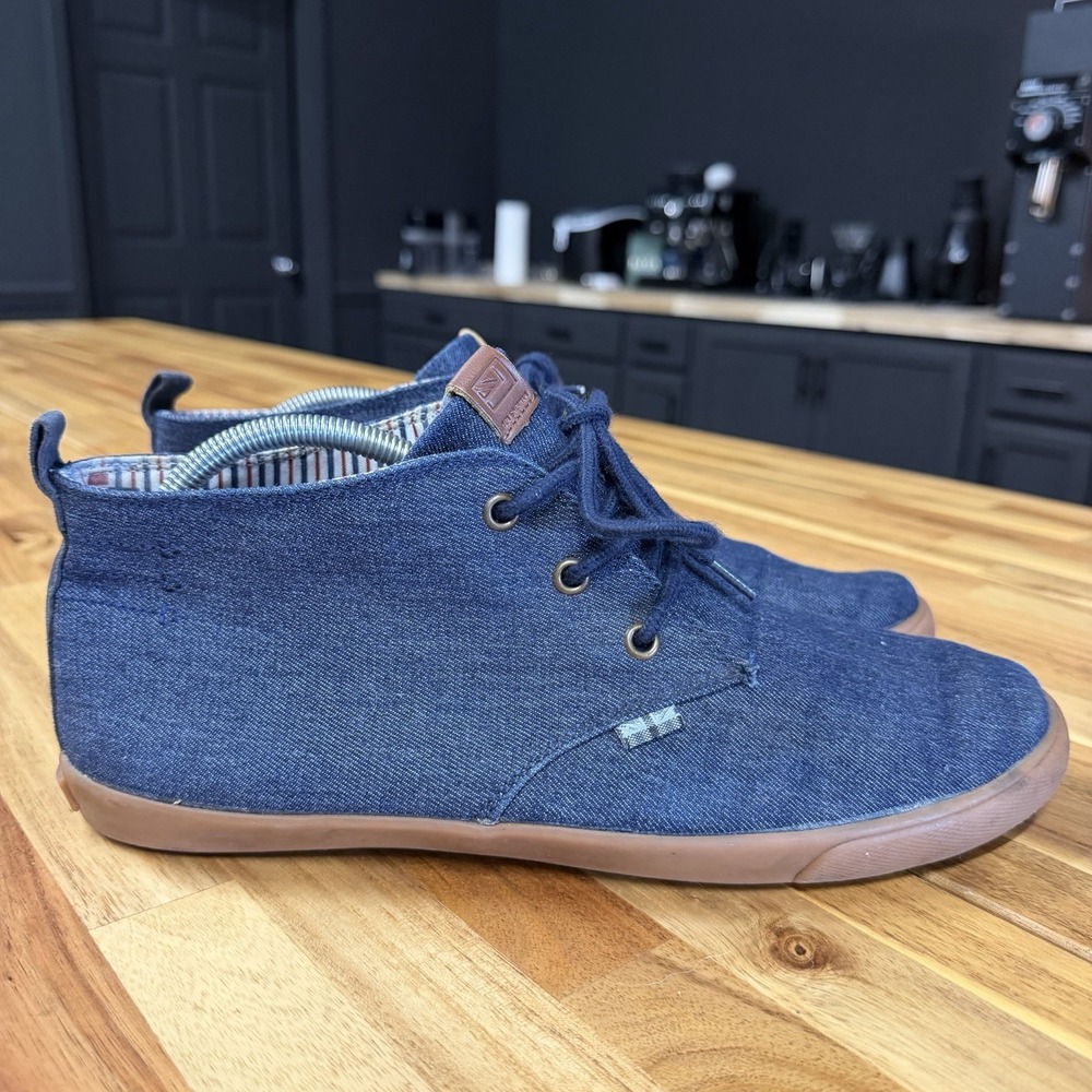 Ben Sherman Men's 11.5 Navy Blue Denim Chukka Mid Top Sneakers Gum Sole